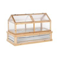 Serre en cèdre personnalisée toit ouvrable transparent double portes à 3 niveaux étagères mini structure en bois d'intérieur polycarbonate sous pression