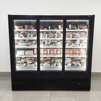 Réfrigérateur-congélateur commercial vertical multi-portes à porte vitrée, avec contrôle numérique et dégivrage automatique