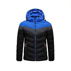 Hooded Puffer Jacket Windproof Winter Casual Zipper Closure Thick Polyester Down Filling Regular Fit Men's Jacket - Product Image 1