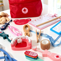 Kits de Docteur en Bois pour Enfants d'âge Préscolaire, Jeux d'Imitation Médicaux Éducatifs, Ensemble de Premiers Secours, Jouets pour Garçons et Filles