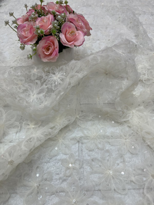 Factory Direct <strong>Wholesale</strong> Woven Embroidery <strong>Fabric</strong> Antique Mesh <strong>Lace</strong> With 3D Flower And Sequin Embroidery Knitted Lightweight - Product Image 3