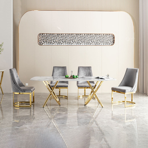 Juego de Comedor Minimalista Completo de Mármol de 200 cm, Mesa de Comedor de Mármol de Lujo, Fabricante Chino - Product Image 1