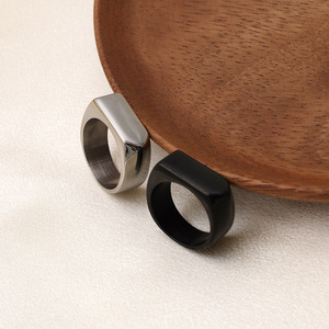 Men's Geometric Black <b>Titanium</b> Steel <b>Ring</b> Plain Design Gift Jewelry - Product Image 3