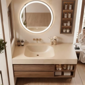 BALOM Minimalist Style Bathroom Cabinet Large Capacity Wood Plywood Melamine MDF Vanity with <b>Smart</b> <b>Mirror</b> OEM Factory - Product Image 3