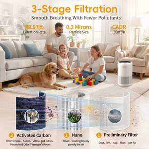 Purificateur d'air H13, filtration en 3 étapes, élimination à 99,97 % de la poussière, de la fumée et des pollens, faible bruit, pour la maison, la chambre à coucher, la chambre de bébé, purificateur d'air H13 - Product Image 5