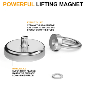 D60mm หม้อแม่เหล็ก350lbs ซูเปอร์คุณภาพสูง N52แม่เหล็กตกปลานีโอดิเมียม Magmet ตกปลา - Product Image 5