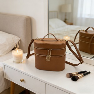 Nuova Borsa Organizer per Cosmetici Portatile con Cerniera e Manico, Stile Casual, per Esterni, in PU di Alta Qualità, per Pennelli da Trucco - Product Image 3