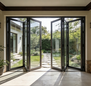 Portes patio pliantes à grande ouverture certifiées ISO avec moustiquaire invisible <span class=keywords><strong>en</strong></span> option pour villas de luxe <span class=keywords><strong>en</strong></span> Asie - Product Image 1