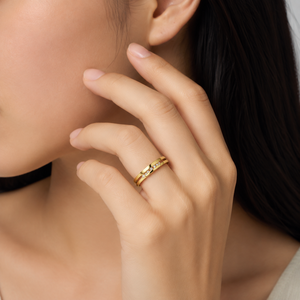 แหวนเซอร์คอนแบบแยกส่วน สแตนเลสสตีล ชุบทอง 14K ด้วยระบบสุญญากาศ เครื่องประดับสีทอง - Product Image 4