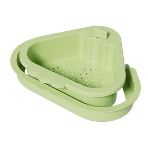 Double Layer Triangular Sink Drain Basket Green 25cm For Kitchen Food Straining - Product Image 5