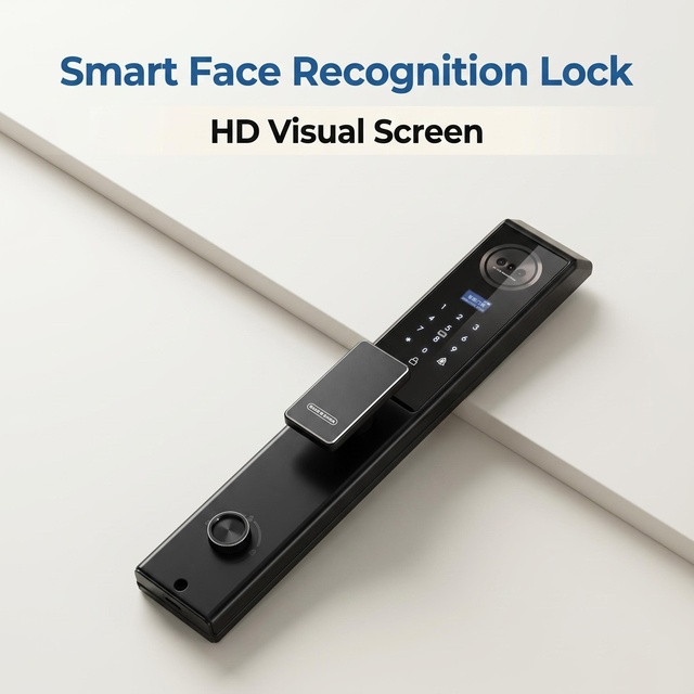 Sharp S5 Anti-Theft Wood Door with 3D Face ID Aluminum Key Fingerprint Lock Memory Card Data Storage Wi-Fi Network Waviot.tsift