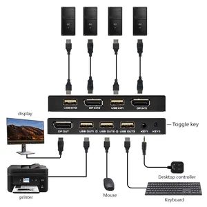 Fjgear-Selector de señal de vídeo, interruptor de 2 puertos, USB, 2,0, OEM, 3840X2160 @ 60Hz, 4K, Dp