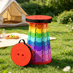 Tabouret Télescopique Arc-en-ciel en PP Rouge, Pliable et Portable pour Extérieur, Chaise <span class=keywords><strong>de</strong></span> Plage, Couleur Personnalisée, Vente en Gros ODM/OEM - Product Image 5