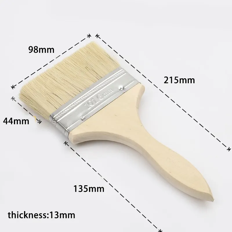 Quick delivery natural fiber paint brush wooden handle different size flat paint brush