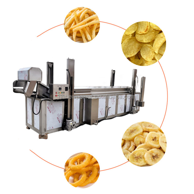 High Efficiency Continuous Bean Frying Line Commercial Chicken Meat Ball Frying Machinery