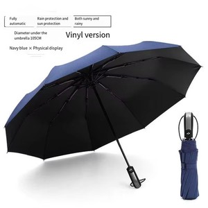 Paraguas Grande Automático Plegable, Resistente al Viento y a la Lluvia, de Vinilo, con Diez Varillas, para Uso Doméstico y Comercial - Product Image 3