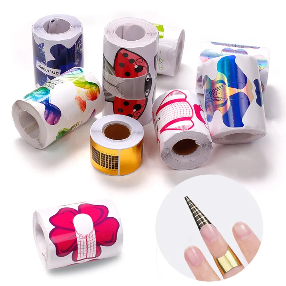 Pointes de forme pour ongles français Acrylique UV Gel Extension Curl Form Nail Gel Sticker Art Guide Moule Manucure