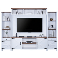 Mueble Compacto para Sala de Estar, Estilo Moderno, Color Blanco Rústico, Mueble para TV con Espacio para Centro de Entretenimiento, Unidad Izquierda/Derecha, Ahorro de Espacio