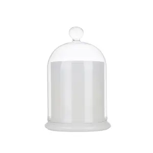 Glass Cloche Dome Candle Holder Bell Jar Display Dome Tealight Holder With Glass Bottom For Home Wedding Table Centerpiece