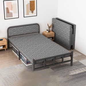 <b>Folding</b> Metal <b>Bed</b> <b>Single</b> Size Box Spring Frame Minimalist Design Foldable For Home Rental Use Adult Children Elderly - Product Image 1