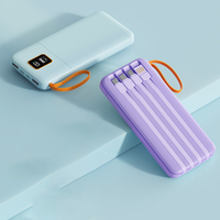 Batterie externe transfrontalière en gros à charge rapide 22,5 W, grande capacité 10000 mAh, avec câble intégré Type-C, entrée et sortie