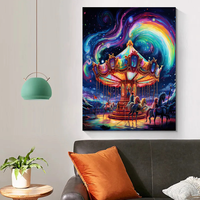 Diamant peinture bricolage décor à la maison carrousel plein rond broderie point de croix 30x40cm/12x16 pouces cadre paysage sujet