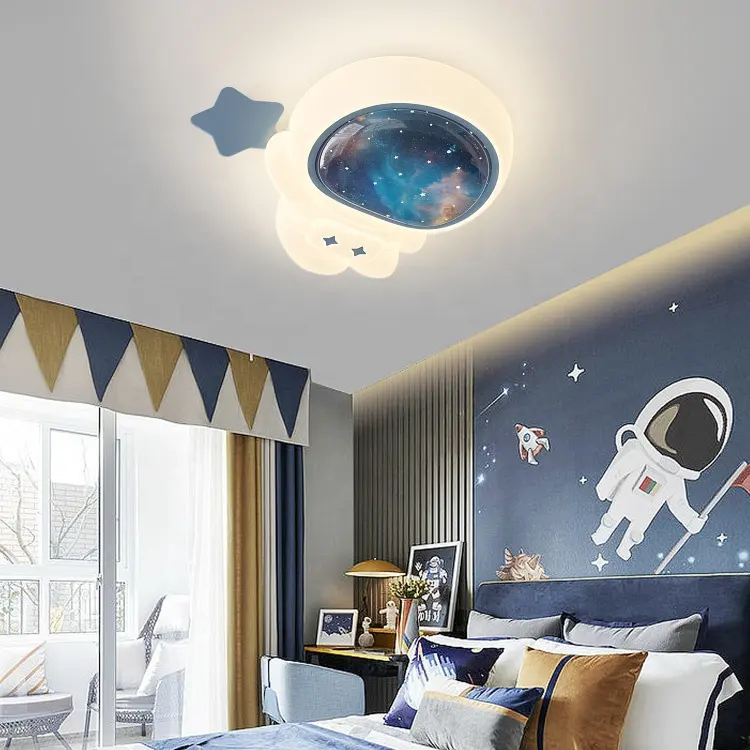 Moderne Astronaut Planet Series Kinderen Creatieve Cartoon Wind Plafondlamp Voor Kinderkamer Slaapkamer