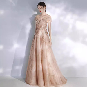 Evening Gown Off The Shoulder A Line Chiffon Floral Print Empire Waist Women's Dress For Events Bridesmaid Hostess Party - Product Image 4