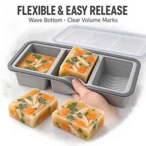 Plateau de congélation en silicone en gros avec couvercle, moule de stockage alimentaire à 2, 3 ou 4 compartiments pour soupes, sauces et préparation de repas OEM ODM - Product Image 6