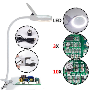 Lampe Loupe LED PD-5S avec Clip <span class=keywords><strong>de</strong></span> <span class=keywords><strong>Table</strong></span> et Éclairage Luminescent, Grossissement 10x, Outil <span class=keywords><strong>de</strong></span> Beauté et Maintenance Électronique - Product Image 1