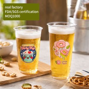 Gobelets jetables en plastique PET transparents de 18 oz, imprimés sur mesure, pour boissons froides, impression numérique, pour bubble tea, jus, emballage à emporter pour les magasins - Product Image 1