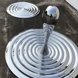 Современная уличная Абстрактная Металлическая скульптура в стиле АР-деко, круглая капля воды, металлическая статуя из нержавеющей стали