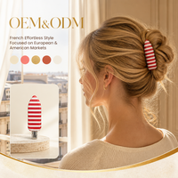 Pince à cheveux YuAo en acétate rayée colorée, pince à cheveux de style maquillage, pince à frange, accessoire de coiffure latéral tendance