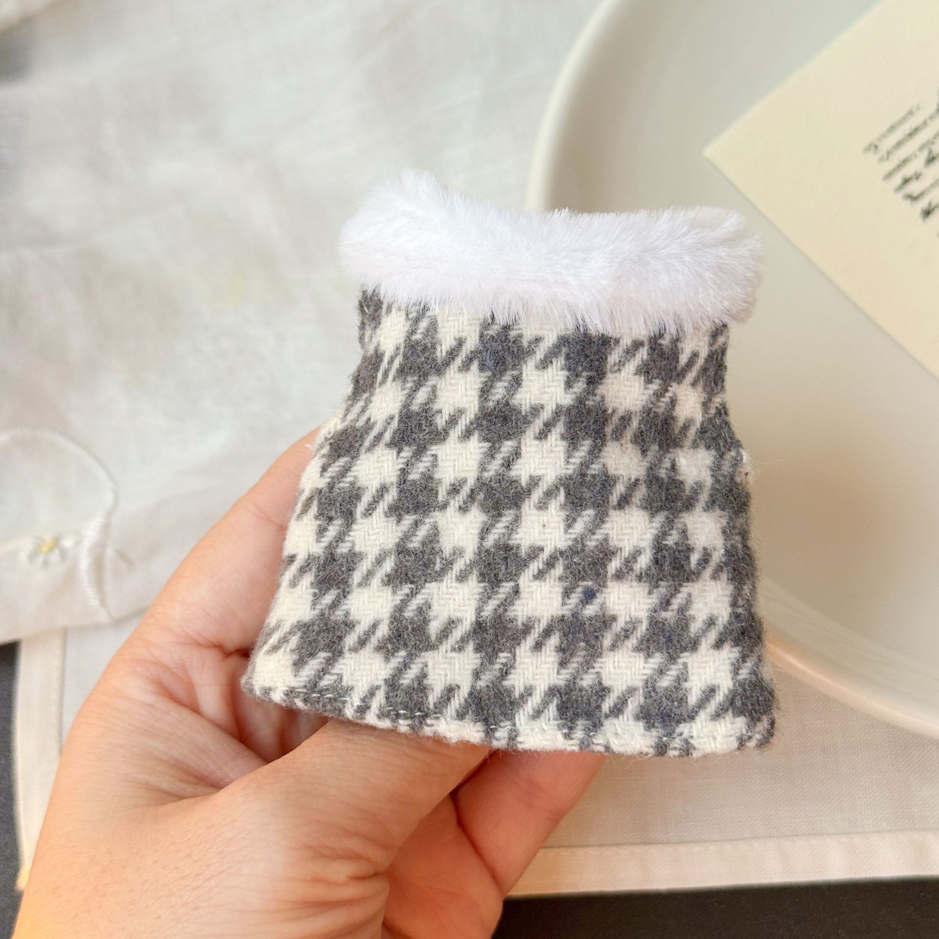 Houndstooth skirt-straight gray-10-17cm universal