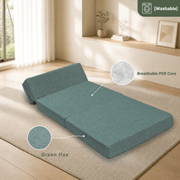 Matelas de lit pliable 3 volets Skylee POE 190*65*10 cm, lavable, respirant, orthopédique, en mousse à mémoire de forme 4D, portable, en polymère POE