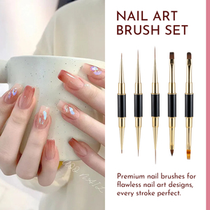 Kit de 5 pinceaux à double tête en métal noir pour nail art, pointe ultra fine et flexible pour la peinture au gel DIY en salon - Product Image 5