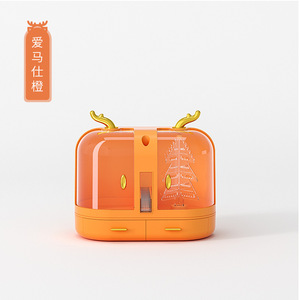 Led Makeup <b>Mirror</b> Reindeer Cosmetic Storage Box With Jewelry Organizer Transparent Orange Yellow Design - Product Image 4