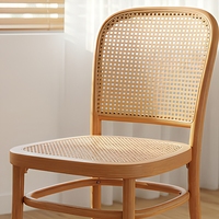 Chaise de salle à manger MULIGNA en rotin et bois massif, style nordique de luxe vintage, confortable, rétro, pour la maison, la salle de thé, avec dossier en hêtre