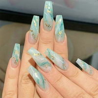 Marbre Pierre Style Acier X Cercueil Français Ongles Artificiels Gel Enfants Appuyez Sur Les Ongles