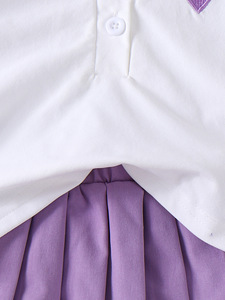 Ropa Infantil para Comercio Exterior, Ropa Infantil Europea y Americana, Chaleco Blanco, Falda Plisada Color Vino Tinto, 3-7 Años - Product Image 6