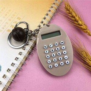Oval Macaron Colored Calculator Mini Portable Keychain With Bell For Bag Or Computer - Product Image 3