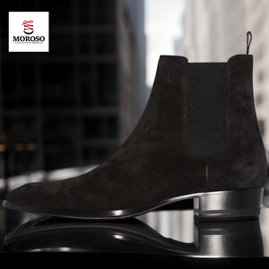 Stivaletto da Uomo Chelsea Artigianale Personalizzato in Pelle Scamosciata Casual Piatto alla Caviglia - Product Image 1