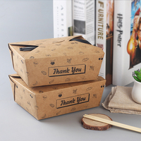 Boîtes à lunch personnalisées en papier kraft biodégradable de qualité alimentaire pour la restauration rapide, avec gaufrage et pelliculage mat, pour usage domestique
