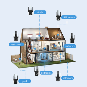 Amplificateur de signal <span class=keywords><strong>WiFi</strong></span> 2,4G et 5G avec 4 antennes, répéteur/extenseur <span class=keywords><strong>WiFi</strong></span> intérieur 1200 Mbps, couverture de 80 à 120 m² - Product Image 5