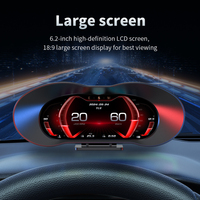 6,2'' Auto-OBD-LCD-Instrument OBD+GPS Dualsystem Multi-Interface-Display mit G-Wert-Anzeige, Farbiger Ambientebeleuchtung und Fahrleistungsanzeige