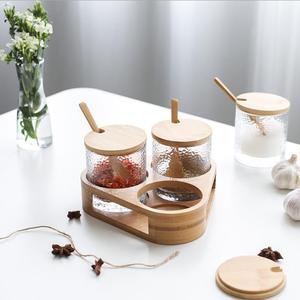 Juego de Recipientes de Vidrio de Borosilicato Ecológico con Tapa Cuadrada, Cuchara de Madera, Gran Capacidad, Almacenamiento Moderno para Condimentos en la Cocina - Product Image 5