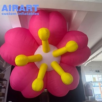 Décoration gonflable attrayante en forme de fleur de cerisier pour événements et expositions en plein air, grand ballon gonflable en forme de fleur rose