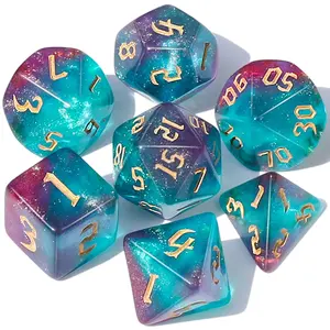 A Set of 7 New Acrylic Dice Board Games Polyhedral Dice