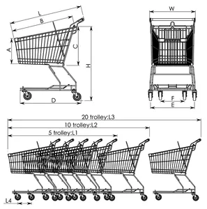 Китайская фабричная тележка, большие тележки, складная корзина для покупок, тележка для супермаркета