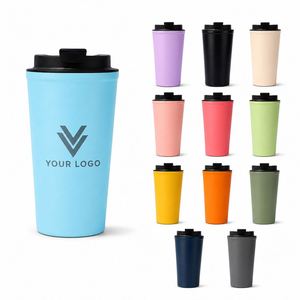 Gobelet isotherme à double paroi en acier inoxydable avec logo personnalisé, 500 ml, tasse à café de voyage, 17 oz, tasse à café isolée sous vide, thermos - Product Image 1